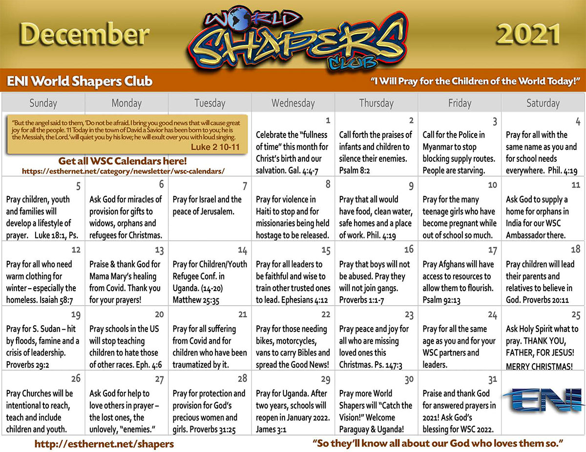 WSC Dec 2021 Prayer Calendar