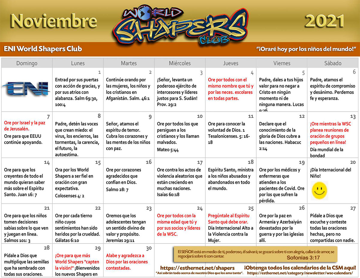 WSC Nov 2021 Prayer Calendar SPANISH