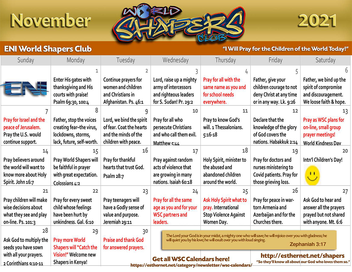 WSC Nov 2021 Prayer Calendar